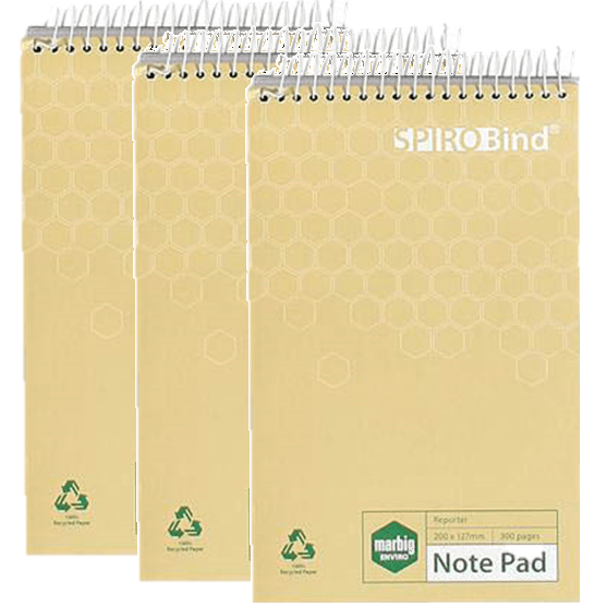 3 Pack Marbig 100% Recycled Reporter Notebook 300 Page 128x210mm 18063E (3 Pack) - SuperOffice