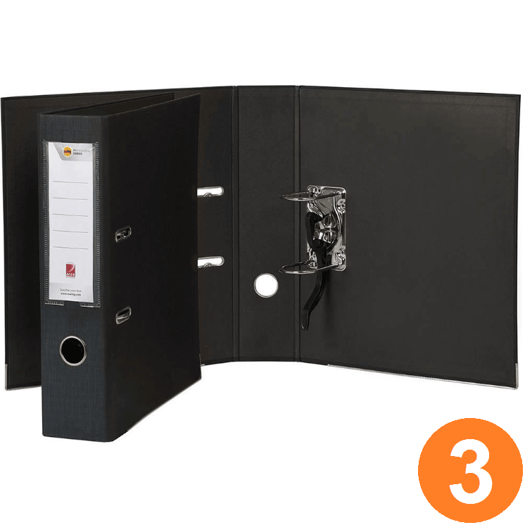 3 Pack Marbig Professional Quickfile Lever Arch File Foolscap Black 6506002 (3 Folders) - SuperOffice