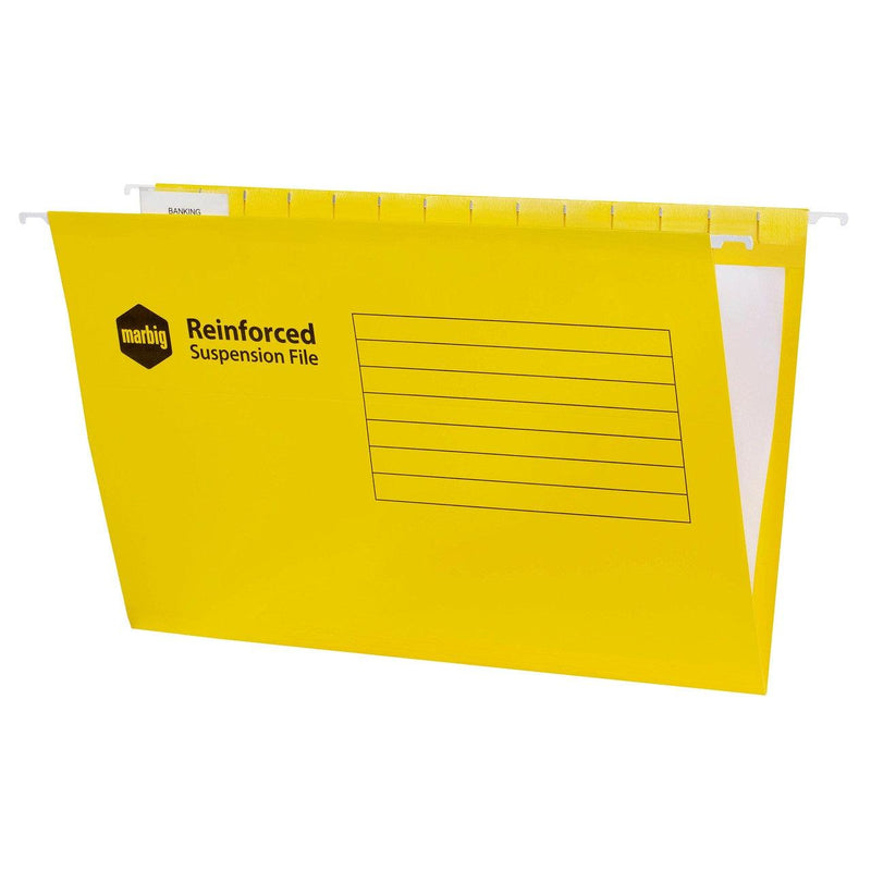 Marbig Reinforced Suspension Files Complete Foolscap Box 25 Yellow 8100255 (Box 25) - SuperOffice