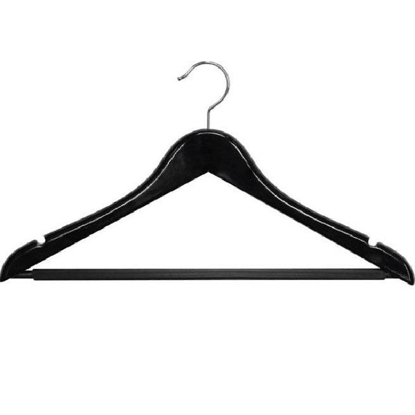 Compass Black Wood Standard Hook Clothes Coat Hanger Pack 100 Bulk 59122BLK (100 Pack) - SuperOffice