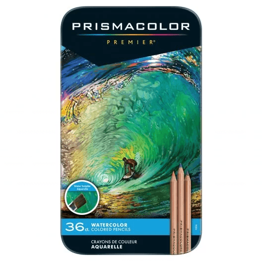 36 Prismacolor Watercolour Colour Pencils Tin Set Artists Water Colour PWC36 - SuperOffice