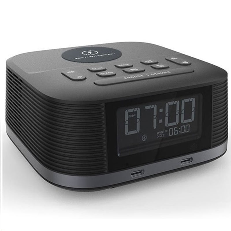 Nero Qi Wireless Charging Radio Clock Bluetooth Speaker Alarm USB-C