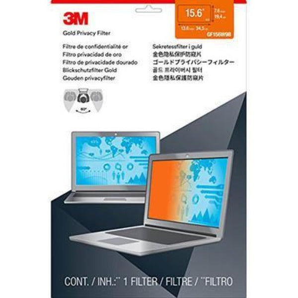 3M GPF156W9B Privacy Filter 15.6 Inch 16:9 Aspect Ratio Widescreen Gold 98044054900 - SuperOffice