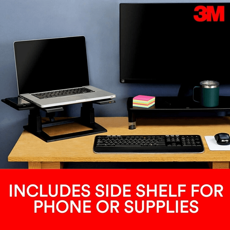 3M LX500 Laptop Stand Height Adjustable Riser Black | SuperOffice