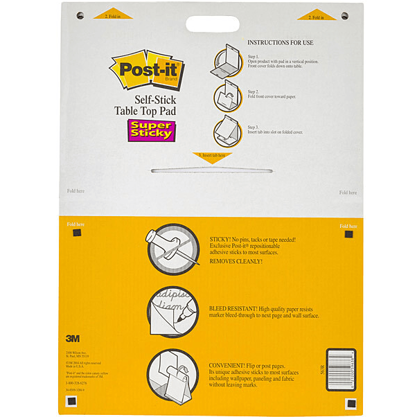 3M Post-It White Tabletop Easel Sticky Notes 508mmx584mm 20 Sheets 70005188050 - SuperOffice