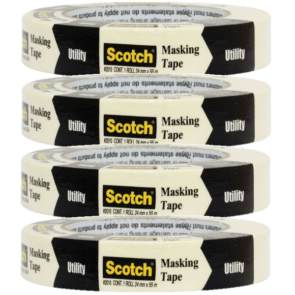 3M Scotch Masking Tape Beige 24mmx55m Pack 4 Rolls BULK AT010605577 (4 Rolls) - SuperOffice