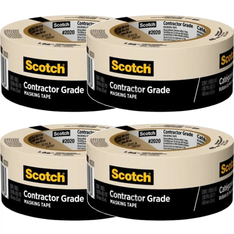 3M Scotch Masking Tape Beige 48mmx55m Pack 4 Rolls BULK 7100186424 (4 Rolls) - SuperOffice