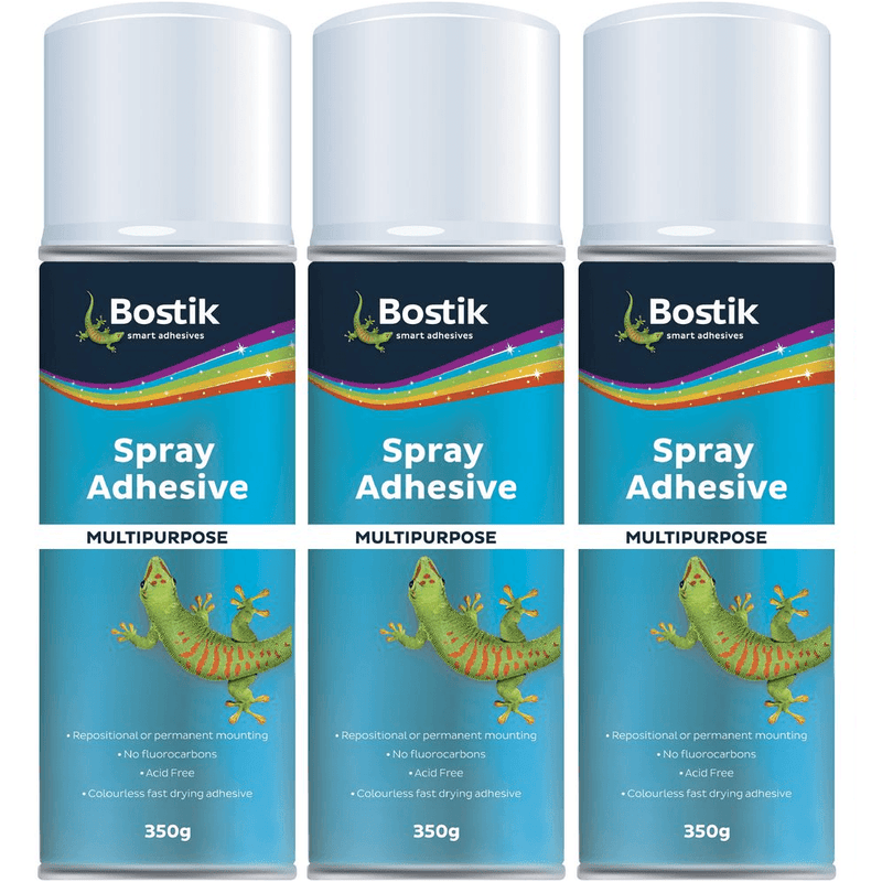 3x Bostik Multi-Purpose Adhesive Glue Spray Can 350G 30612304 (3 Pack) - SuperOffice