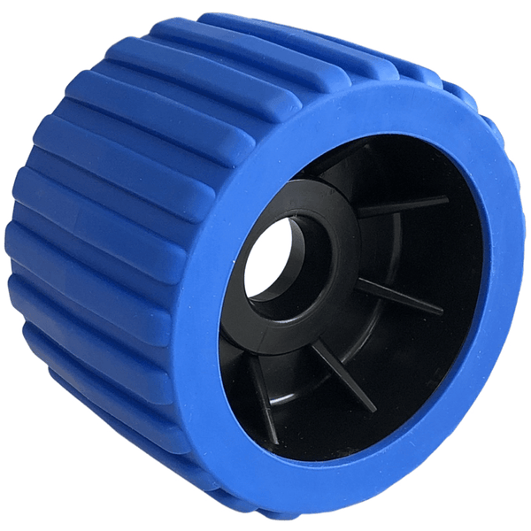 4" Boat Trailer Wobble Roller Ribbed 22mm Bore Hole 3" Wide Rollers Blue/Black Blue/Black Ribbed Rollers - SuperOffice