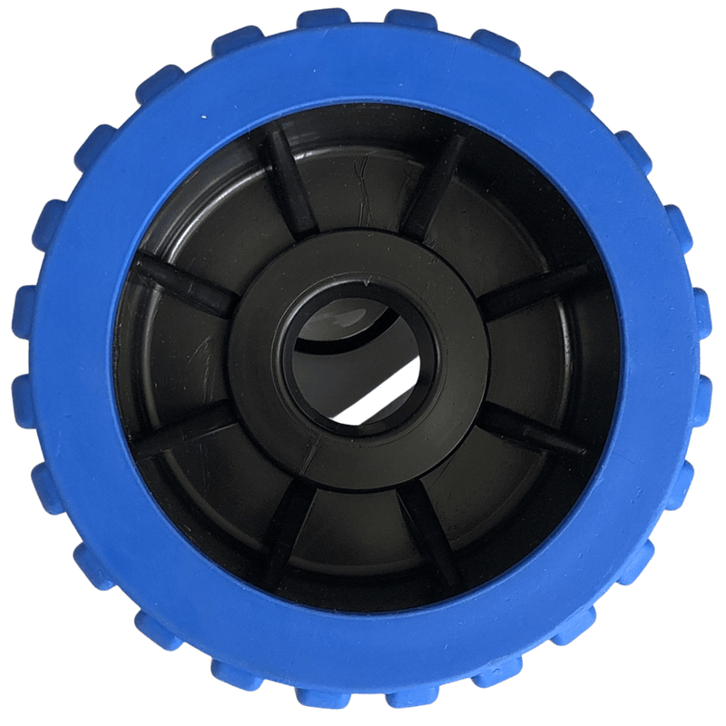 4" Boat Trailer Wobble Roller Ribbed 22mm Bore Hole 3" Wide Rollers Blue/Black Blue/Black Ribbed Rollers - SuperOffice