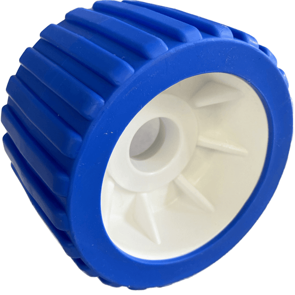 4" Boat Trailer Wobble Roller Ribbed 22mm Bore Hole 3" Wide Rollers Blue/White Blue/White Ribbed Rollers - SuperOffice