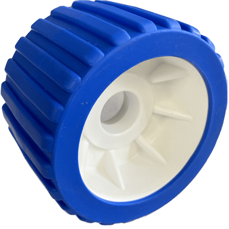 4" Boat Trailer Wobble Roller Ribbed 22mm Bore Hole 3" Wide Rollers Blue/White Blue/White Ribbed Rollers - SuperOffice