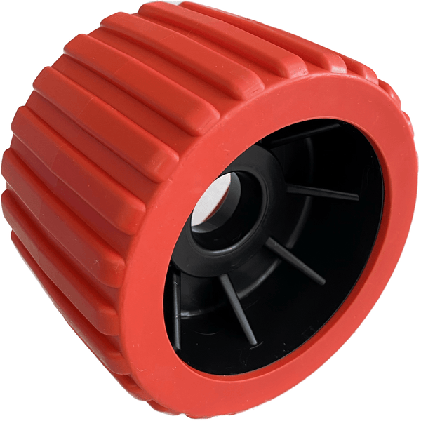 4" Boat Trailer Wobble Roller Ribbed 22mm Bore Hole 3" Wide Rollers Red/Black Red/Black Ribbed Rollers - SuperOffice