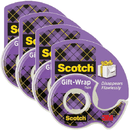 4 Pack 3M Scotch Gift Wrapping Tape Invisible Dispenser 19mmx16.5m Wrap 70005155646 (4 Pack) - SuperOffice
