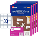 4 Pack Avery 936058 J8157 Quick Peel Address Label Inkjet 33/Page White 50 Sheets 936058 (4 Packs) - SuperOffice
