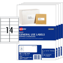 4 Pack Avery 938209 L7163 General Use Laser Inkjet Address Labels 14/Page White 100 Sheets 938209 (4 Pack) - SuperOffice