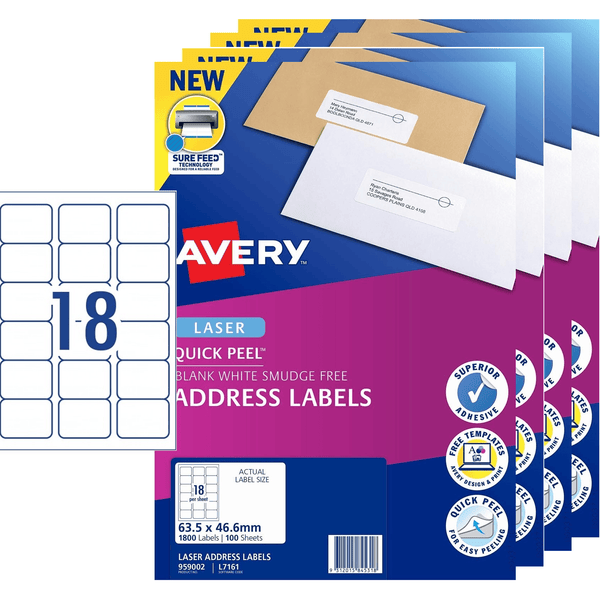 Avery 959002 L7161 Quick Peel Address Label With Sure | SuperOffice
