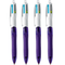 4 Pack Bic 4 Colour Fashion Grip Retractable Ballpoint Pen Medium 954305 (4 Pens) - SuperOffice