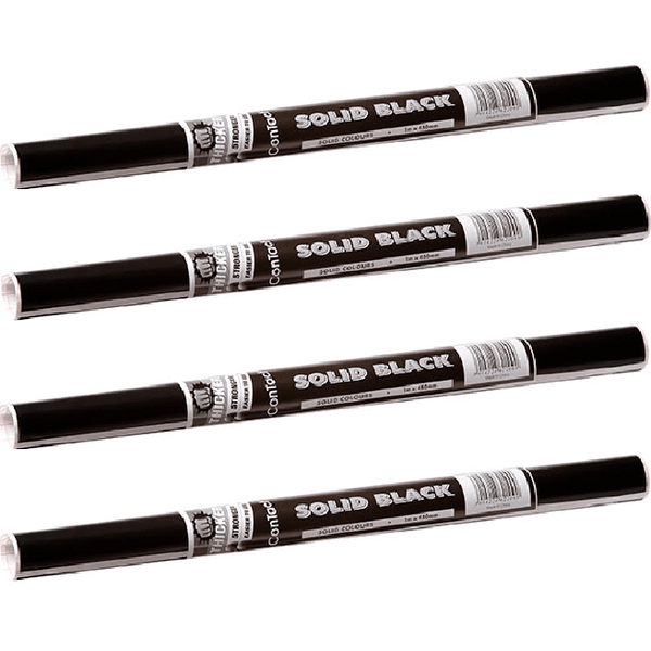 4 Pack Contact Book Covering 1mx450mm Rolls Solid Black 0367630 (4 Rolls) - SuperOffice