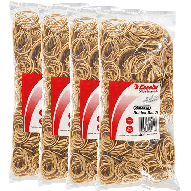 4 Pack Esselte Superior Rubber Bands Size No.16 500G Bags BULK 44057 (4 Pack) - SuperOffice