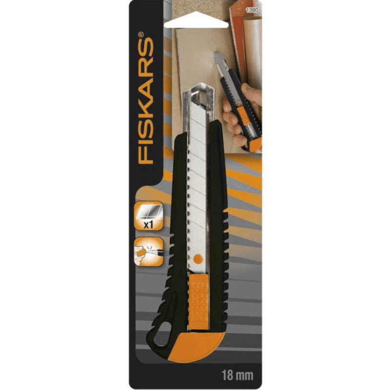 4 Pack Fiskars Premium Retractable Straight Cutter Utility Knife 18mm Warehouse Boxes 1003749 (4 Pack) - SuperOffice