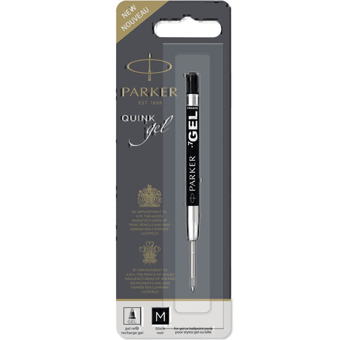 4 Pack Parker Genuine Quink Pen Refill Gel Medium Black Nib Ink 1950344 (GEL 4 Pack Black) - SuperOffice