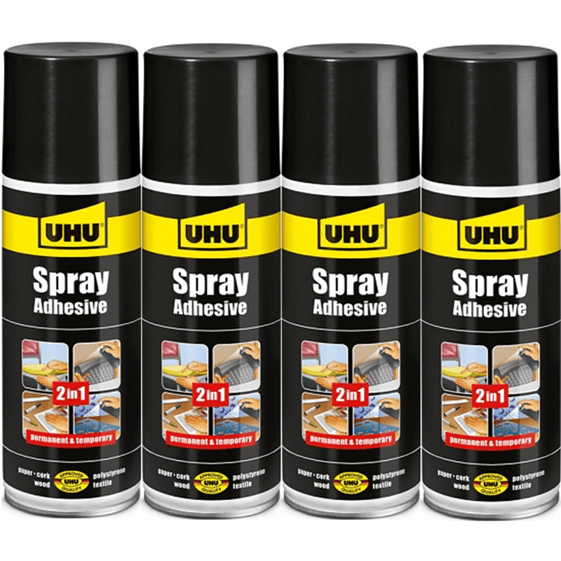 4 Pack UHU Spray Adhesive Glue Can 200mL Bulk 33-35395 (4 Pack) - SuperOffice
