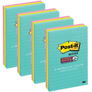 4 Packs Post-It Super Sticky Lined Ruled Notes 100x148mm Miami 3 Pads 70007053427 (4 Packs of 3) - SuperOffice
