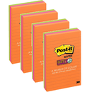 4 Packs Post-It Super Sticky Lined Ruled Notes 101x152Mm Rio De Janeiro 3 Pads 70007053351 (4 Packs of 3 Pads) - SuperOffice