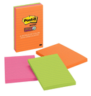 4 Packs Post-It Super Sticky Lined Ruled Notes 101x152Mm Rio De Janeiro 3 Pads 70007053351 (4 Packs of 3 Pads) - SuperOffice