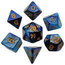 Fanroll By Metallic Dice Games MDG Mini Polyhedral Dice Set Gold Numbers- Dark Blue/Light Blue