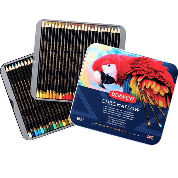 48 Derwent ChromaFlow Coloured Artists Pencils Tin Set Professional 2306013 - SuperOffice