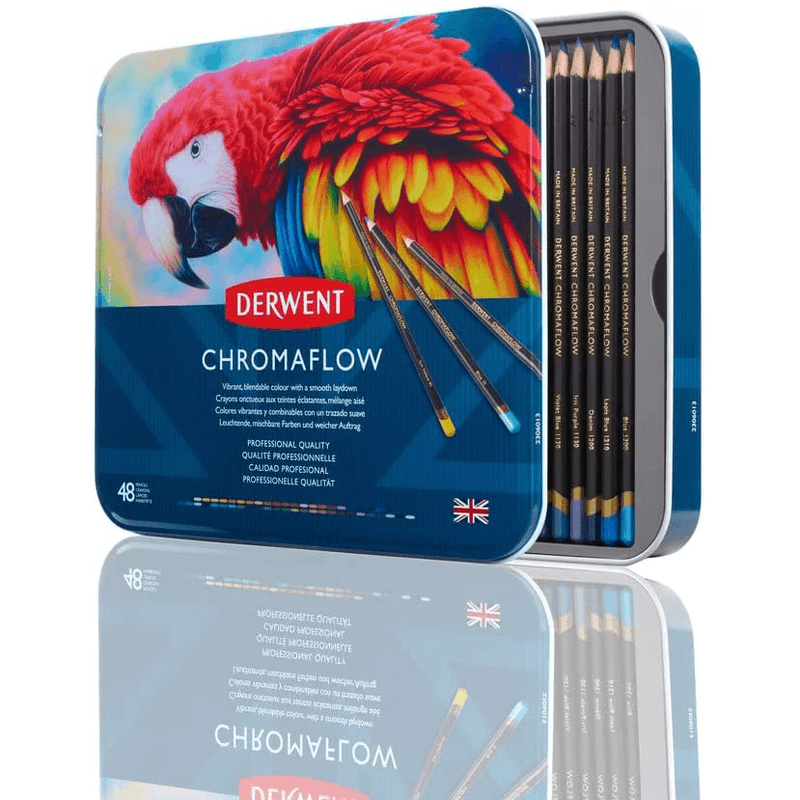 48 Derwent ChromaFlow Coloured Artists Pencils Tin Set Professional 2306013 - SuperOffice