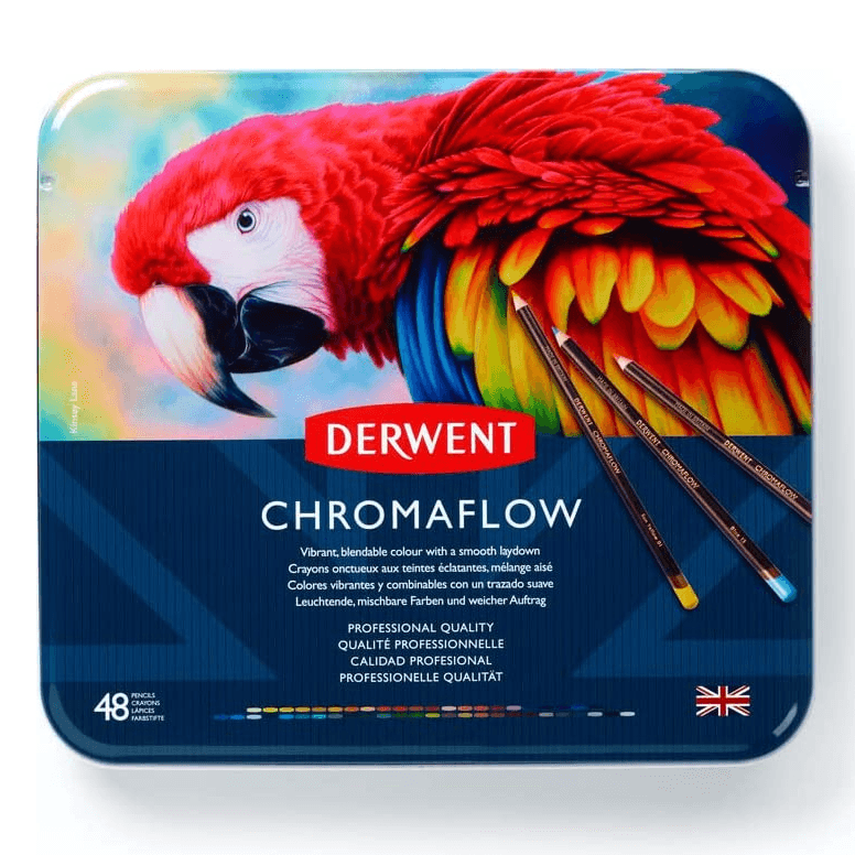48 Derwent ChromaFlow Coloured Artists Pencils Tin Set Professional 2306013 - SuperOffice