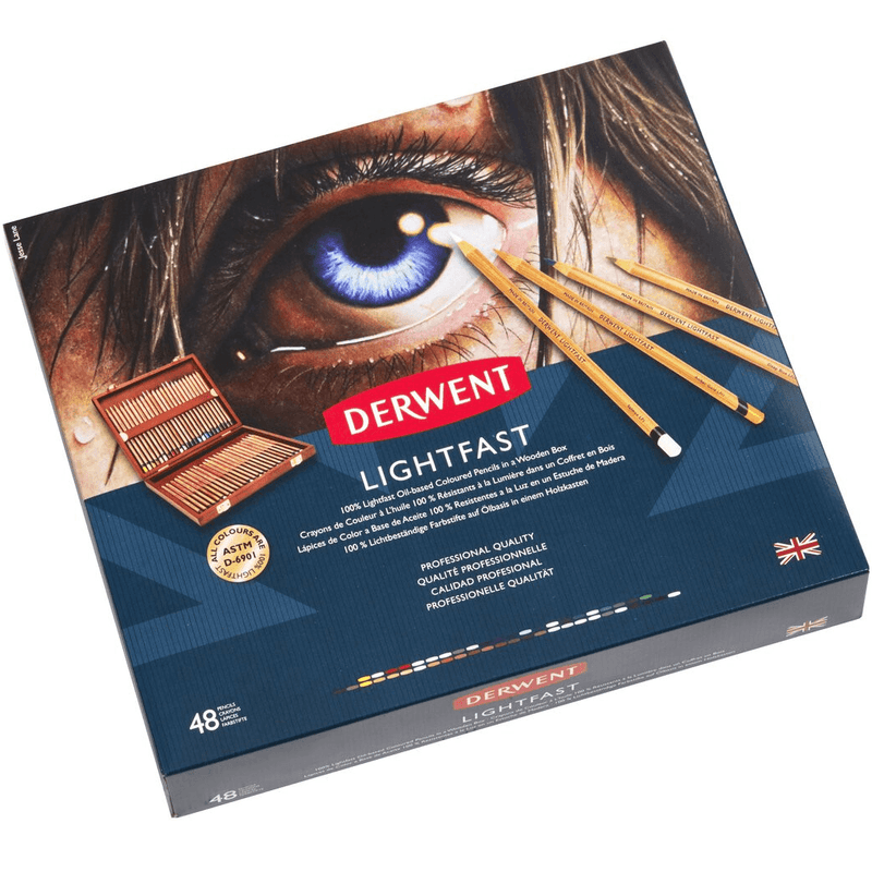 48 Derwent Lightfast Coloured Pencils Professional Wooden Box Set Light Fast 2305692 - SuperOffice