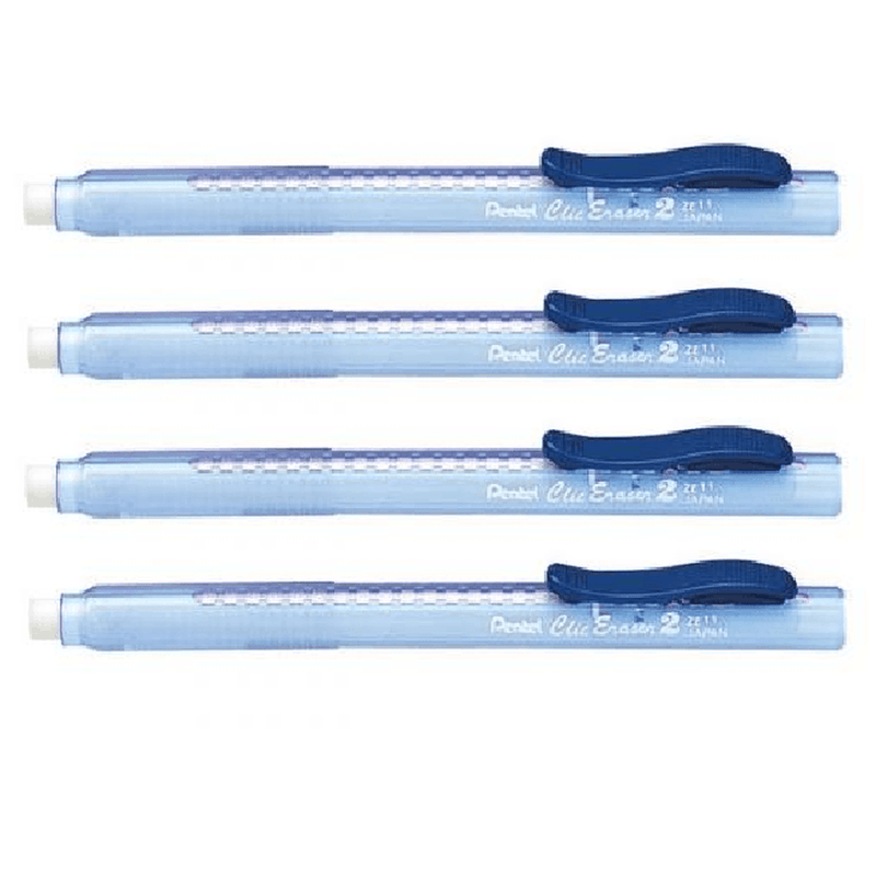 4x Pentel Clic Retractable Eraser Blue ZE11TC (4 Pack) - SuperOffice