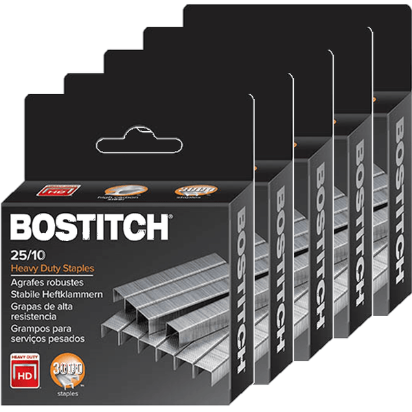 5 Boxes Bostitch Staples 25/10 Heavy Duty Box 3000 315510 (5 Boxes) - SuperOffice