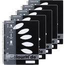 5 Pack Colourhide 5-Subject Notebook 250 Page A4 Black 1719602J (5 Pack) - SuperOffice