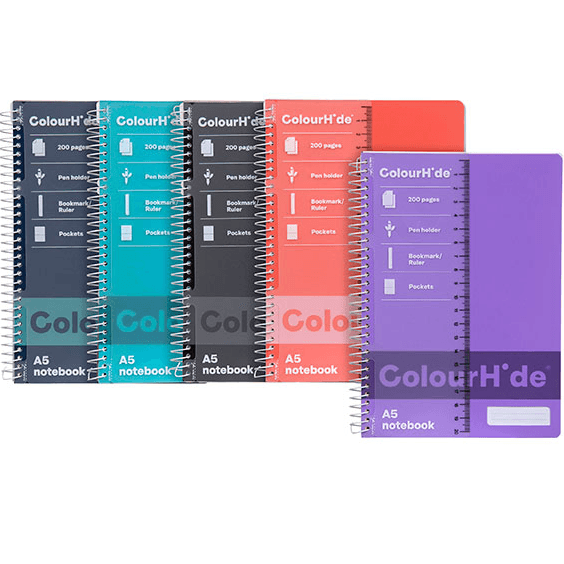 5 Pack Colourhide Notebook 200 Page A5 Assorted Colours 1717699J (5 Pack) - SuperOffice