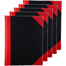 5 Pack Cumberland Black Red Notebook Casebound Ruled 100 Leaf A5 FC6210 (5 Pack) - SuperOffice