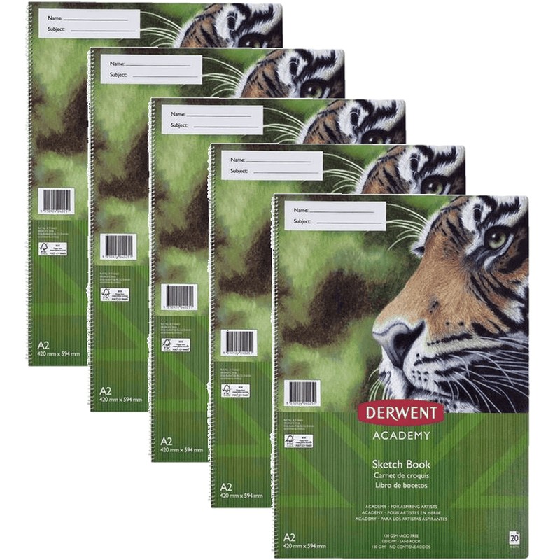 5 Pack Derwent A2 Sketch Book Portrait Sketching Drawing R310465 (5 Pack) - SuperOffice