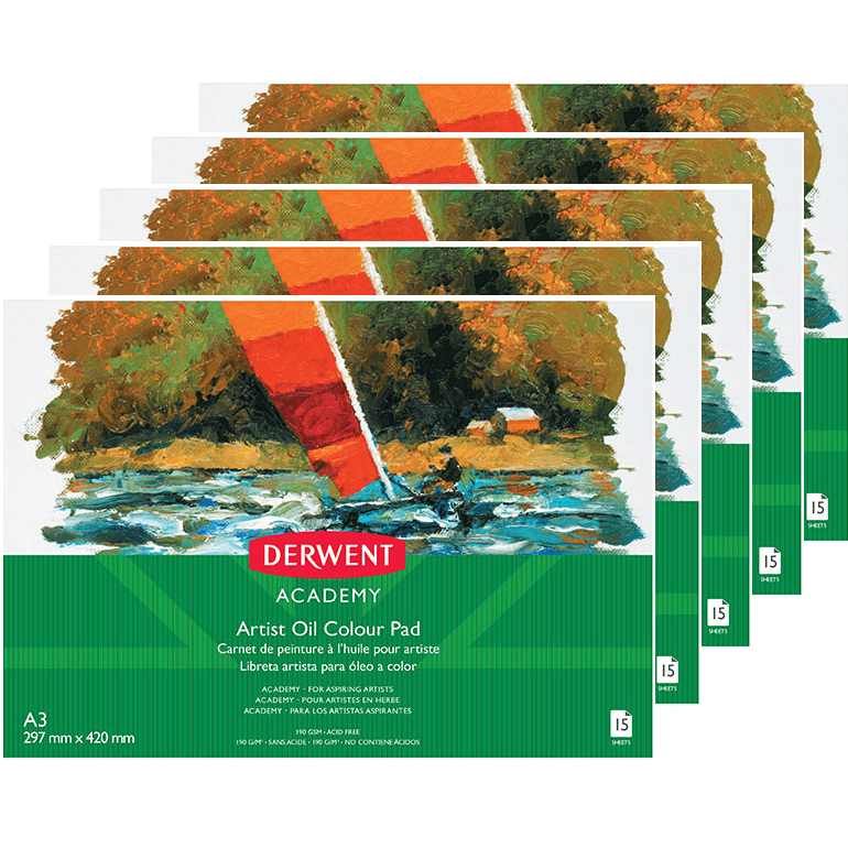 5 Pack Derwent Academy Artist Oilpaints Pad Landscape A3 15 Sheets R310470 (5 Pack) - SuperOffice