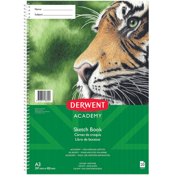 5 Pack Derwent Academy Artist Sketch Book Portrait A3 20 Sheets Spiral R310440 (5 Pack) - SuperOffice