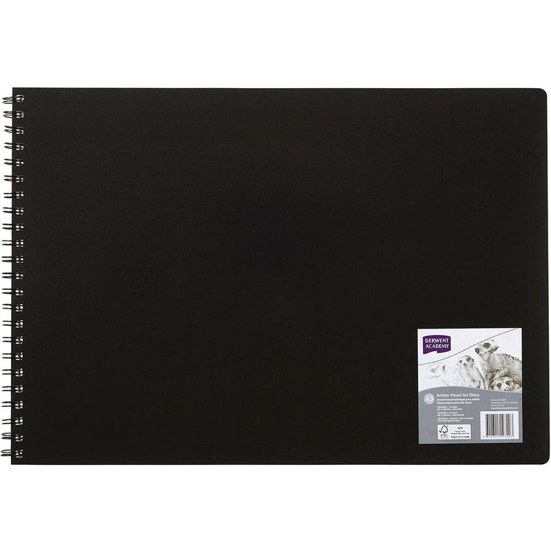5 Pack Derwent Academy Visual Art Diary Landscape 120 Pages A3 Black R31080F (5 Pack) - SuperOffice