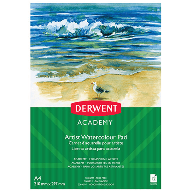 5 Pack Derwent Academy Watercolour Pad Portrait 12 Sheets A4 R31220F (5 Pack) - SuperOffice