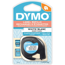 5 Pack Dymo 91331 Letratag Plastic Labelling Tape Refill 12mm Black On White 91331 (5 Pack) - SuperOffice
