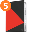 5 Pack Marbig Notebook Feint Ruled A-Z Index Hard Cover A5 200 Page Black/Red Book 18963 (5 Pack) - SuperOffice