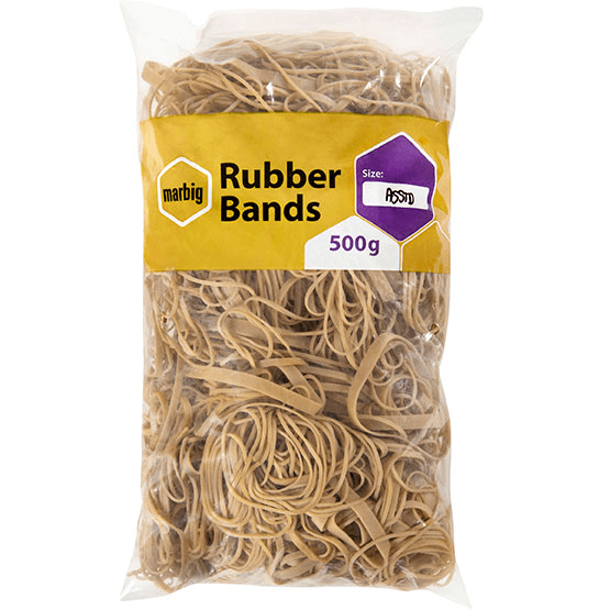 5 Pack Marbig Rubber Bands Assorted Sizes 500G Bulk 94599500B (5 Packs) - SuperOffice