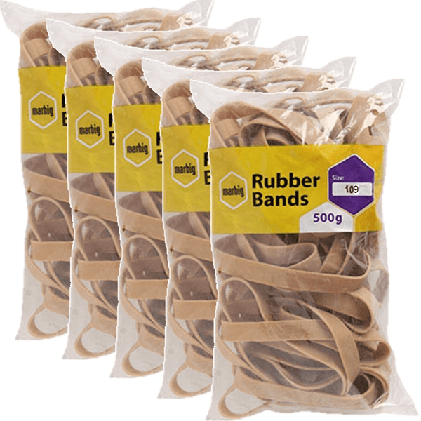 5 Pack Marbig Rubber Bands Size No.109 500G Bags BULK 945109500B (5 Pack) - SuperOffice
