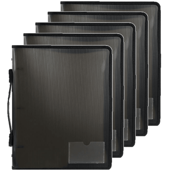 5 Pack Marbig Zipper Binder With Handle 3O 25mm A4 Smoke Black 6780002 (5 Pack) - SuperOffice